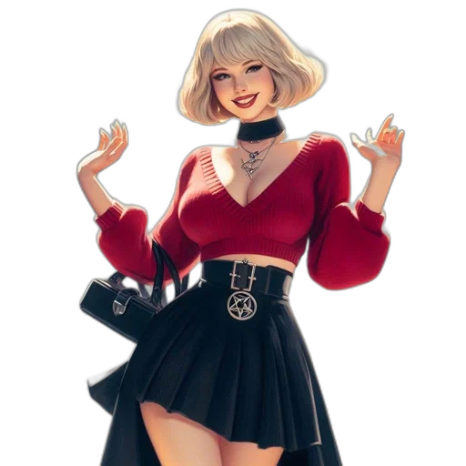 dress, jacket, concept art, cartoon, fantasy art, anime, red, monochrome transparent PNG cut-out
