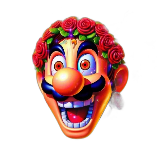 mask, face, crown, flower, 3d render, photorealistic, concept art, large transparent PNG cut-out