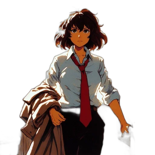 jacket, dress, staff, weapon, concept art, anime, comic book art, cartoon transparent PNG cut-out