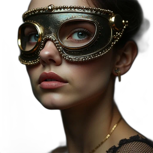 mask, jewelry, crown, face, photorealistic, 3d render, cyberpunk, concept art transparent PNG cut-out