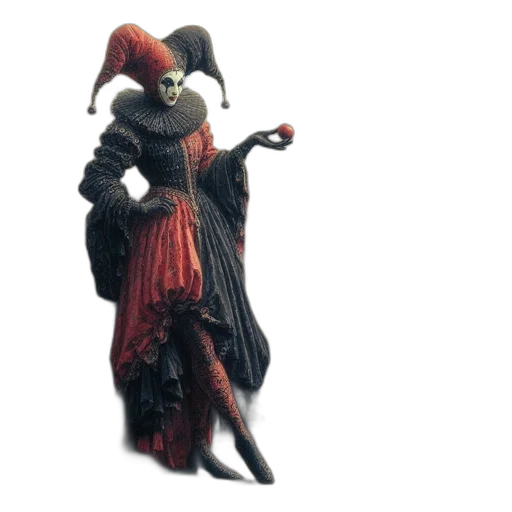 mask, dress, staff, weapon, concept art, fantasy art, 3d render, pixel art transparent PNG cut-out