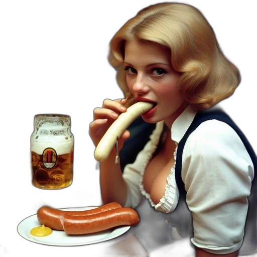 food, photorealistic, inside, traditional, german, beer, hall, woman transparent PNG cut-out