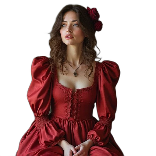dress, crown, jewelry, face, photorealistic, oil painting, fantasy art, red transparent PNG cut-out