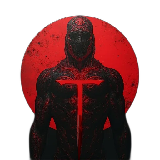 mask, jacket, face, comic book art, concept art, 3d render, pixel art, red transparent PNG cut-out
