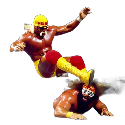concept art, 3d render, pixel art, comic book art, fire, wrestler, wearing, yellow transparent PNG cut-out