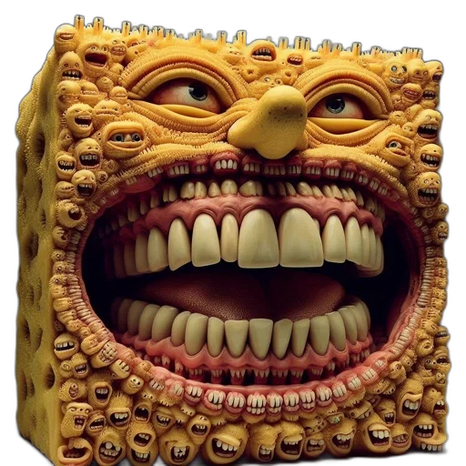 mask, face, creature, food, 3d render, photorealistic, concept art, unique transparent PNG cut-out