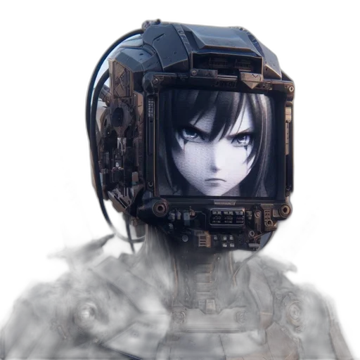 robot, face, mask, creature, cyberpunk, concept art, 3d render, photorealistic transparent PNG cut-out
