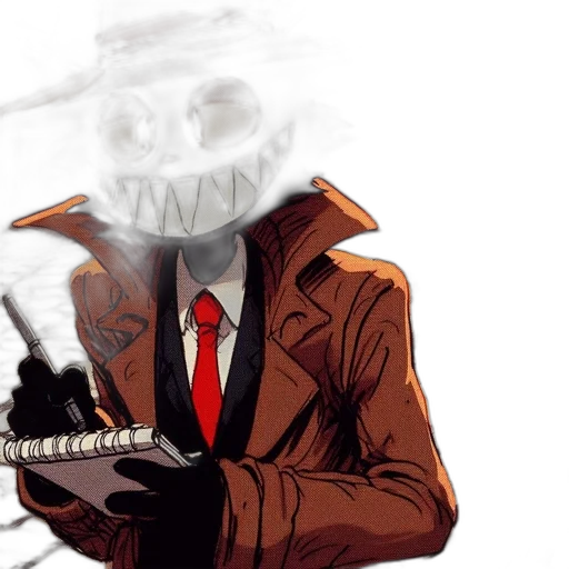 mask, jacket, weapon, robot, concept art, comic book art, cyberpunk, cartoon transparent PNG cut-out