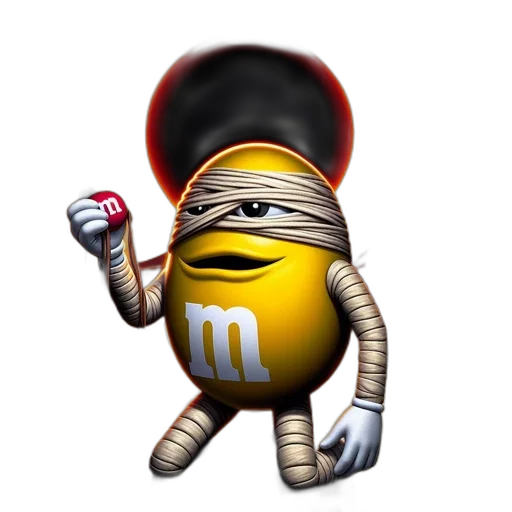 staff, 3d render, concept art, photorealistic, cartoon, yellow, character, mummy-like transparent PNG cut-out