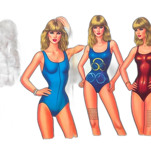 concept art, comic book art, pixel art, watercolor, 80s, magazine, spread, taylor transparent PNG cut-out
