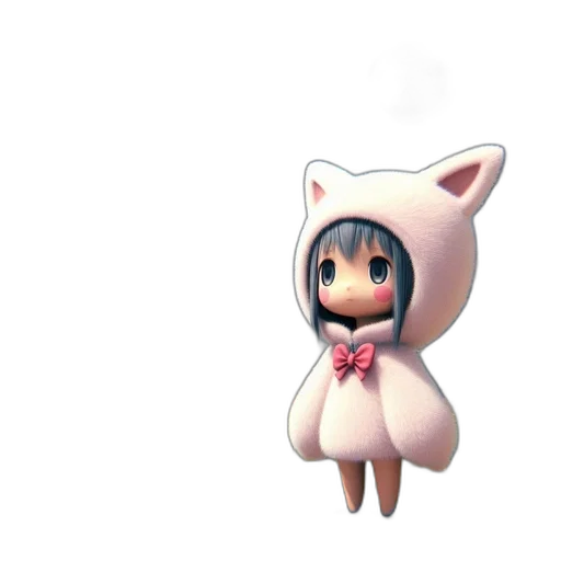 creature, animal, dress, staff, 3d render, concept art, pixel art, anime transparent PNG cut-out