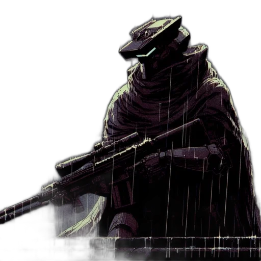weapon, sword, staff, jacket, concept art, comic book art, cyberpunk, pixel art transparent PNG cut-out