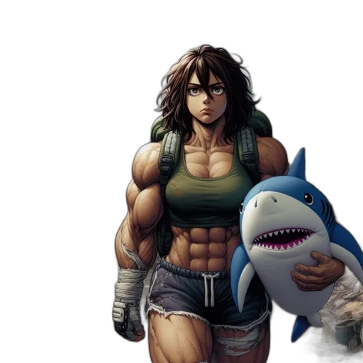 comic book art, concept art, pixel art, fantasy art, underwater, female, character, plush transparent PNG cut-out
