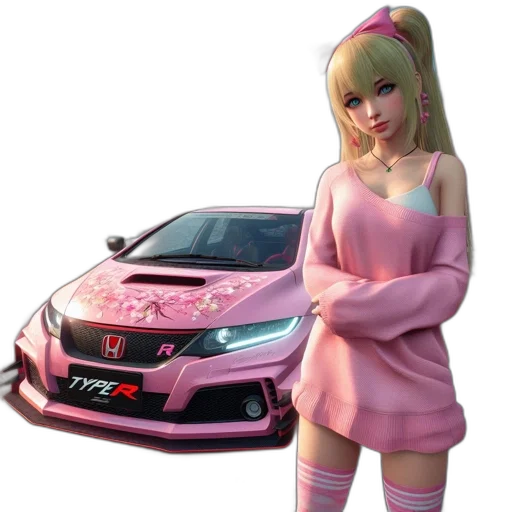 car, concept art, 3d render, vaporwave, anime, pastel, animated, character transparent PNG cut-out