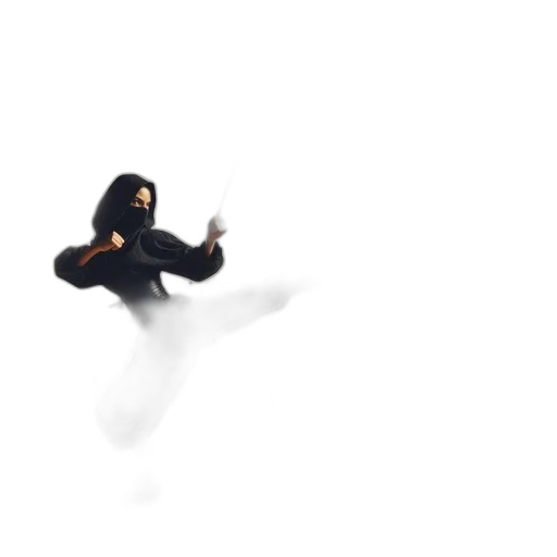 creature, mask, weapon, staff, 3d render, concept art, pixel art, fog transparent PNG cut-out