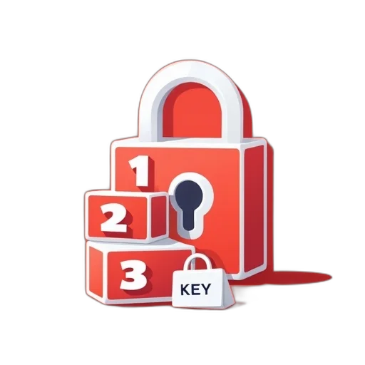 stylized, illustration, padlock, red, background, has, large, prominent transparent PNG cut-out