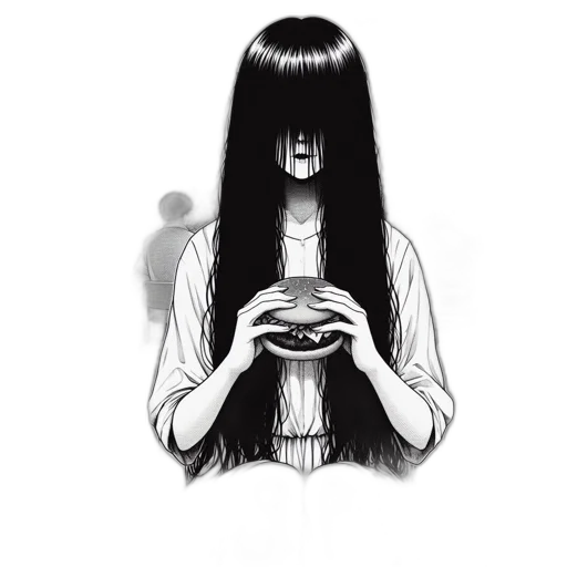 mask, face, hair, food, concept art, comic book art, anime, fantasy art transparent PNG cut-out