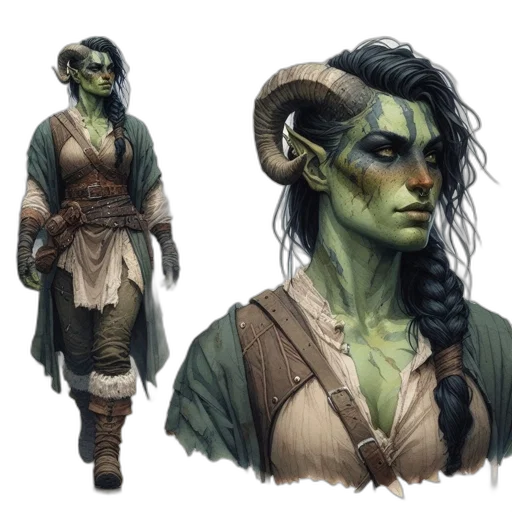 concept art, fantasy art, comic book art, green, earth tones, anthropomorphic, figure, likely transparent PNG cut-out