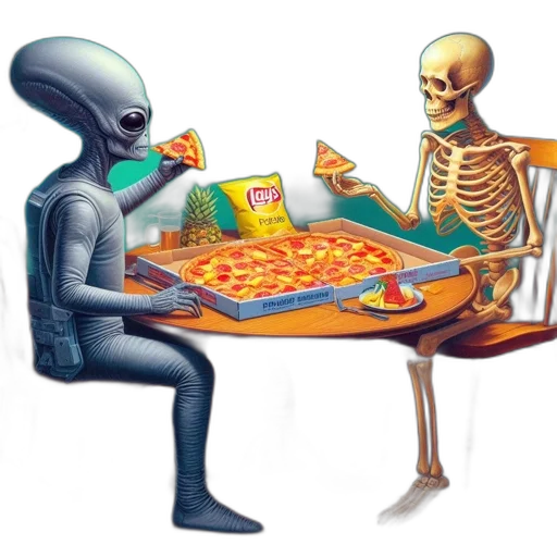 food, robot, concept art, vaporwave, pixel art, outer space, fire, neon lights transparent PNG cut-out