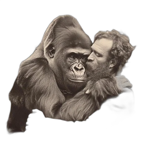 animal, creature, photorealistic, concept art, pencil sketch, man, beard, wearing transparent PNG cut-out