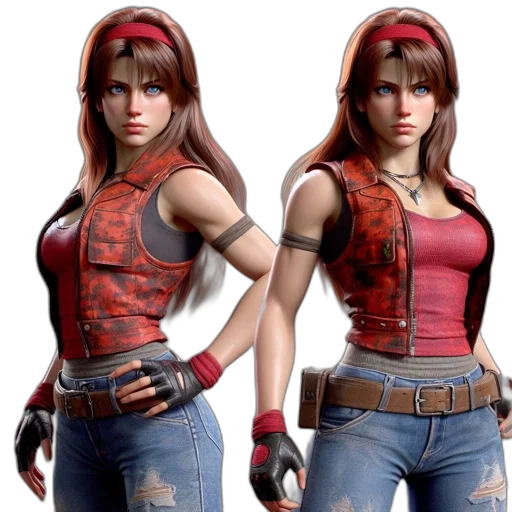 concept art, 3d render, photorealistic, comic book art, red, two, similar, females transparent PNG cut-out