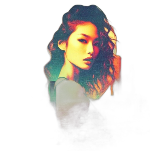 face, dragon, hair, photorealistic, fantasy art, watercolor, pixel art, neon lights transparent PNG cut-out