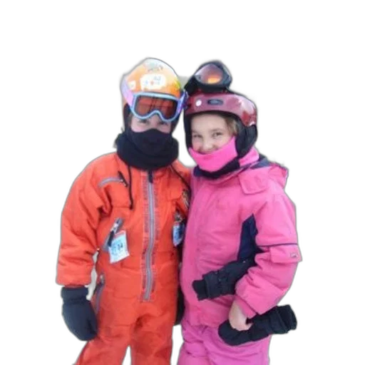 jacket, snow, two, children, ski, gear, pose, picture transparent PNG cut-out