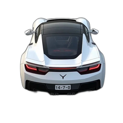 car, 3d render, photorealistic, concept art, white, sports, black, roof transparent PNG cut-out