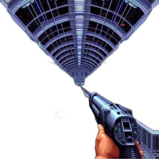 weapon, umbrella, sword, robot, vaporwave, cyberpunk, concept art, pixel art transparent PNG cut-out