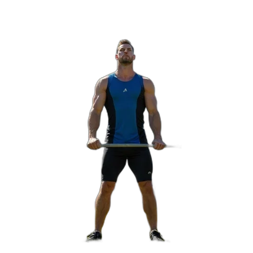 staff, 3d render, muscular, man, blue, black, tank, top transparent PNG cut-out
