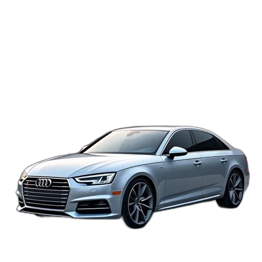 car, 3d render, photorealistic, concept art, silver, audi, sedan, parked transparent PNG cut-out