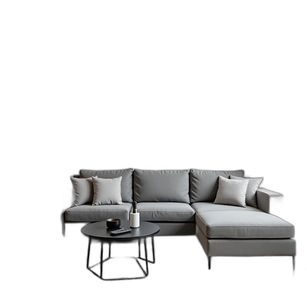 furniture, 3d render, photorealistic, concept art, monochrome, dark, earth tones, modern transparent PNG cut-out