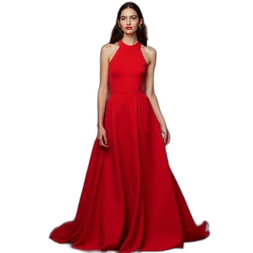 dress, red, model, wears transparent PNG cut-out