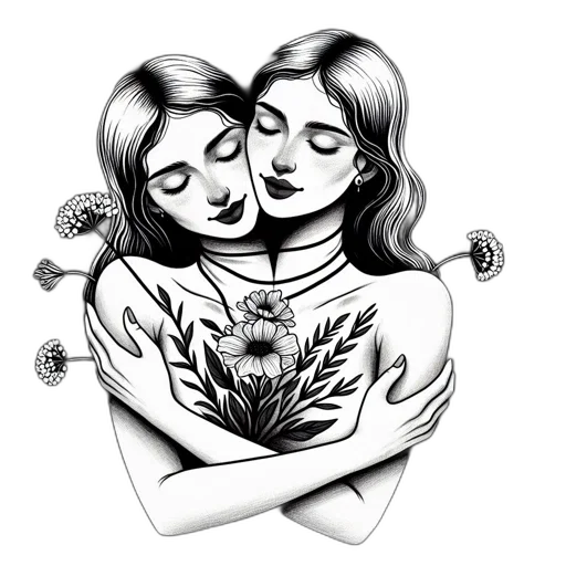 jewelry, pencil sketch, concept art, photorealistic, fantasy art, two, women, entwined transparent PNG cut-out