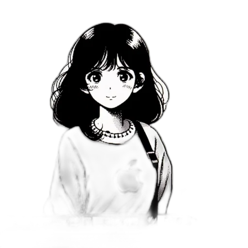 dress, face, staff, flower, anime, cartoon, pencil sketch, pixel art transparent PNG cut-out