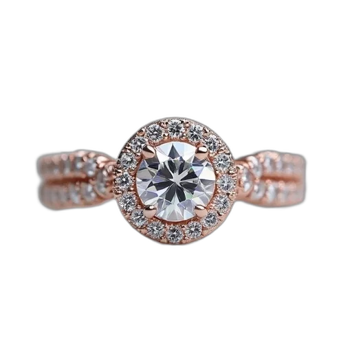 jewelry, crown, round, diamond, two, row, halo, engagement transparent PNG cut-out