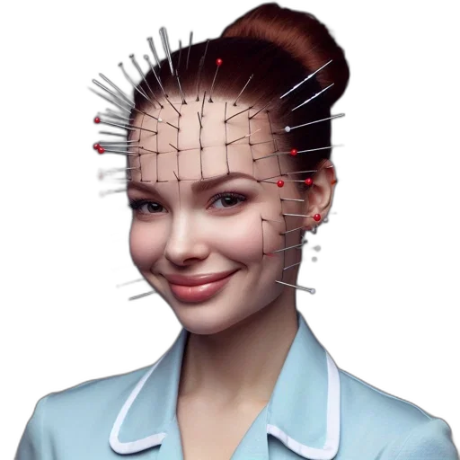 robot, staff, face, hair, cyberpunk, 3d render, photorealistic, concept art transparent PNG cut-out