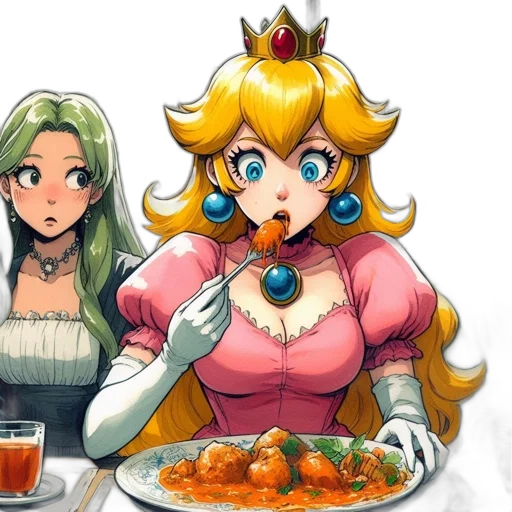 food, crown, pixel art, anime, concept art, watercolor, golden, colorful transparent PNG cut-out