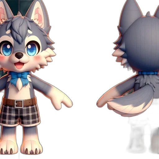 3d render, concept art, fantasy art, anime, monochrome, blue, animated, anthropomorphic transparent PNG cut-out