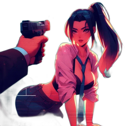 weapon, staff, jacket, cyberpunk, concept art, comic book art, anime, neon lights transparent PNG cut-out