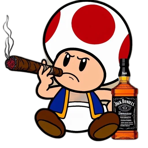 bottle, pixel art, cartoon, concept art, comic book art, fire, toad, mario transparent PNG cut-out