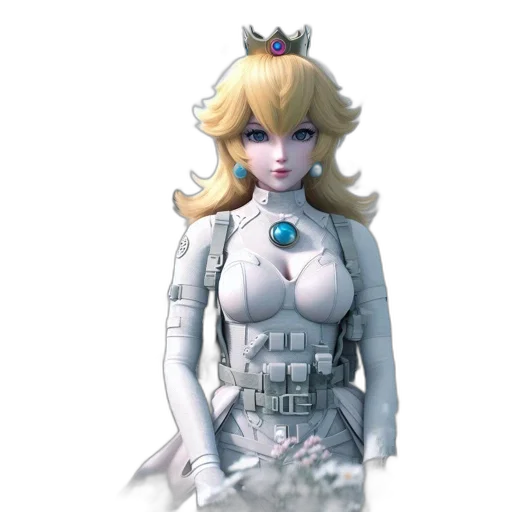 crown, dress, robot, concept art, 3d render, fantasy art, pixel art, animated transparent PNG cut-out