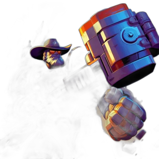 robot, weapon, hat, jewelry, concept art, 3d render, pixel art, photorealistic transparent PNG cut-out