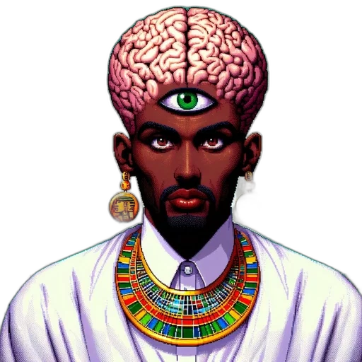 face, crown, pixel art, concept art, vaporwave, comic book art, male, figure transparent PNG cut-out
