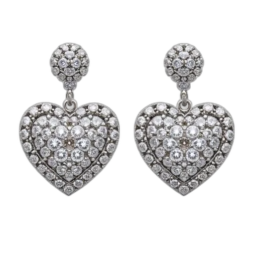 jewelry, pair, earrings, heart-shaped, design, each, adorned, cluster transparent PNG cut-out