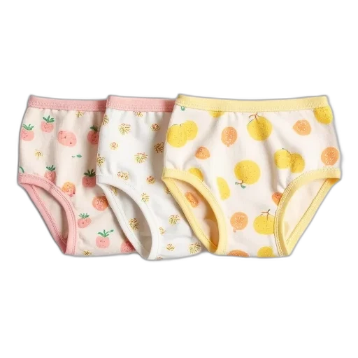 pastel, three, pack, baby, cotton, panties, fruit, print transparent PNG cut-out