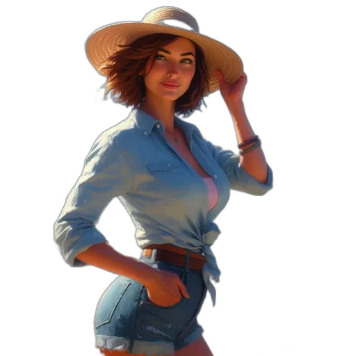 hat, staff, jacket, dress, photorealistic, oil painting, concept art, 3d render transparent PNG cut-out