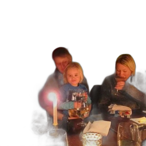 photorealistic, 3d render, fire, snow, night, cozy, dinner, scene transparent PNG cut-out