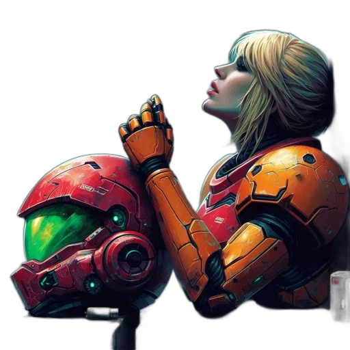 robot, weapon, concept art, comic book art, cyberpunk, fantasy art, outer space, red transparent PNG cut-out