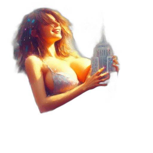 bottle, dress, photorealistic, concept art, fantasy art, oil painting, city street, impressionist transparent PNG cut-out
